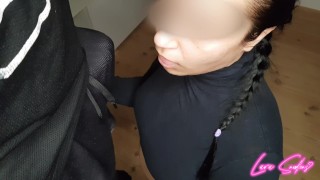 Cute latina with pigtails get her throat and face fucked by her roommate 🥵
