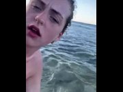 Preview 6 of NAUGHTY BRITISH BLONDE TAKES HARD BBC IN ASS OUTDOORS IN PUBLIC IN JAMACIAN SEA