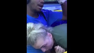BLONDE GIVES RISKY BLOWJOB ON BUS
