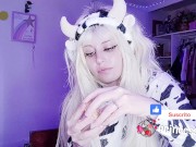 Preview 3 of 🐄🥛🍪 my own cow suit, it gives me pleasure to drink milk and eat cookies + ahegao 🍪🥛🐄