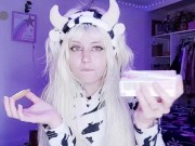 Preview 5 of 🐄🥛🍪 my own cow suit, it gives me pleasure to drink milk and eat cookies + ahegao 🍪🥛🐄