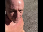 Preview 1 of Public nudity and exhibitionist jack off in public park restroom for Alan's birthday today!