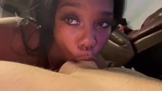 Step sis and her sexy Dominican roommate have a deepthroat blowjob competition with my bwc