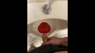 Desperate to piss step mom shop running public restroom loud messy