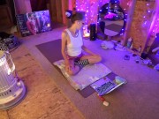 Preview 4 of Kiki's Kinky Yoga - Tight Purple Shorts with Braless Beater - 15 Minutes of Kiki!!