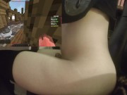 Preview 3 of Femboy fucks himself with tail plug while playing Minecraft bedwars