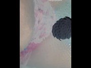 Preview 5 of Diaper Slut Masturbates in Full Diaper Hot Tub Outdoors