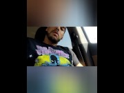 Preview 2 of I masturbate inside my car in a public parking lot. I cum on my shirt, I wanna fuck you yg