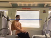Preview 6 of Hot muscle man travelling fully naked on a train to Barcelona. Very risky