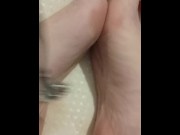 Preview 5 of Kinky painful Foot fetish footplay pricking my cute for you feet