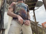Preview 2 of Bearded Stoner Jerks Uncut Cock and Cums Outside