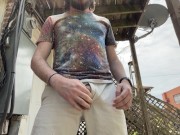 Preview 3 of Bearded Stoner Jerks Uncut Cock and Cums Outside