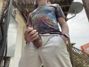 Preview 6 of Bearded Stoner Jerks Uncut Cock and Cums Outside