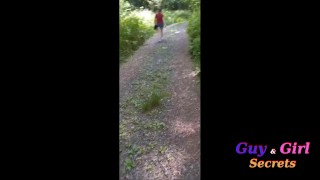 Hot girl flashes, fucks, and sucks on hiking trail, Outdoor gone hiking to get fucking