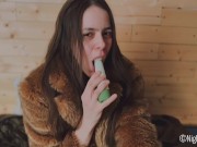 Preview 2 of TRAILER | HOT BRUNETTE IN A FUR COAT MASTURBATING AND PENETRATION WITH VIBRATOR IROHA RIN