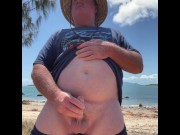 Preview 4 of Wanking on public beach & cum