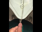 Preview 1 of Early Morning Pee Desperation While Camping - Risky Public Pissing & Cumming In A Public Washroom