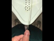 Preview 2 of Early Morning Pee Desperation While Camping - Risky Public Pissing & Cumming In A Public Washroom