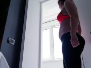 Preview 3 of Risky masturbation in a public bathroom before gym! Almost Caught!