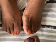 Preview 5 of Cummy ebony orange toes