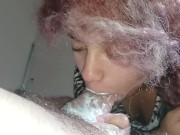 Preview 2 of ebony teen slut who stuffed her throat in the dick until the creampie came out until she gagged🥛😋