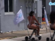 Preview 4 of Big Ass Latinas Ride Electric Trikes At Public Beach Big Booty