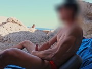 Preview 5 of HANDJOB SLUT BEACH: dickflash for a slutty little bitch and she can't resist to make me cum.