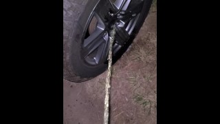 Pissing On Car Tire 《4k》