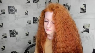 DOMINATION over a red-haired SLUT! She ORGASMING and SUCKS my cock at same time! SUBMISSIVE PLEASURE