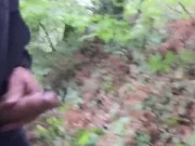 Preview 2 of jerking off while walking in a public forest