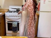 Preview 1 of Indian Couple have Loud Soft sex in the Kitchen - Wife Kissed, Saree lifted up, Anal Fuck, Ass Spank