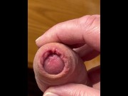 Preview 3 of Horny closeup of my big stinky dick in the morning, spitting in my foreskin and huge, long cumshot