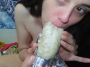 Preview 6 of Naked Horny Hairy Camgirl PinkMoonLust Eats a Bean Burrito Because She's a Fetish Fart Queen Feeder