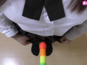 Preview 3 of [POV ASMR] Girlfriend in school uniform pulls down her panties and stands pussy job [Hentai] Japanes