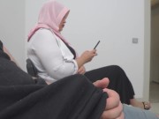 Preview 2 of Public Dick Flash! a Naive Muslim Woman Caught me in Public Waiting room.