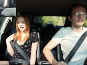 Preview 1 of Surprise Verlonis for Justin lush Control inside her pussy while driving car in Public