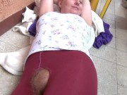 Preview 3 of Blonde hairy pussy on the balcony ( in red pantyhose )
