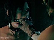 Preview 3 of Anal BDSM Dominatrix Femdom Lara Croft Fuck Machine