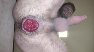 Showing big prolapse after double fisting myself