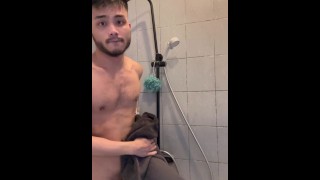 Asian boy showering. Daily vlog