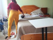 Preview 1 of STEPMOM REAL ORGASM IN SPANDEX LEGGINGS PERVMOM RUBBING PUSSY IN STEPSON HUGE COCK MILF LATINA