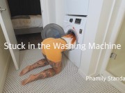 Preview 1 of Wife Stuck In Washing Machine get Filled With Cum!