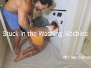 Preview 2 of Wife Stuck In Washing Machine get Filled With Cum!