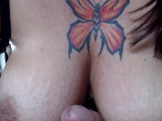 Preview 6 of SEXY AF TAN MILF With BIG FAT TITS jacks my cock POV, while she tells me a story