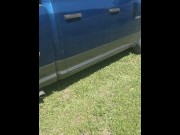 Preview 2 of Girl caught guy masturbating in public in his truck while watching and jerking off to woman