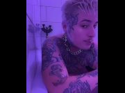 Preview 1 of Tattooed Transgender man ftm big clit bath fun.