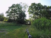Preview 5 of Nude masturbating in public grassland at gay cruising spot. Naked cumming in sight of path.Tobi00815