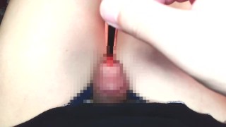 Urethral meatus masturbation with a 9mm iron ball bougie. Squirting doesn't stop.