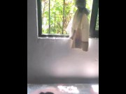 Preview 3 of Culiandome a la vecina casada de enfrente con la ventana abierta para ver cuando llegue su marido
