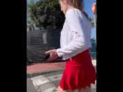 Preview 1 of 🔥Street walk mini skirt  ass  exhib   in public